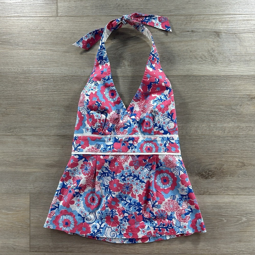 Lilly Pulitzer Size 0 Willa Halter Top In Shell Yeah Print Womens Summer Top